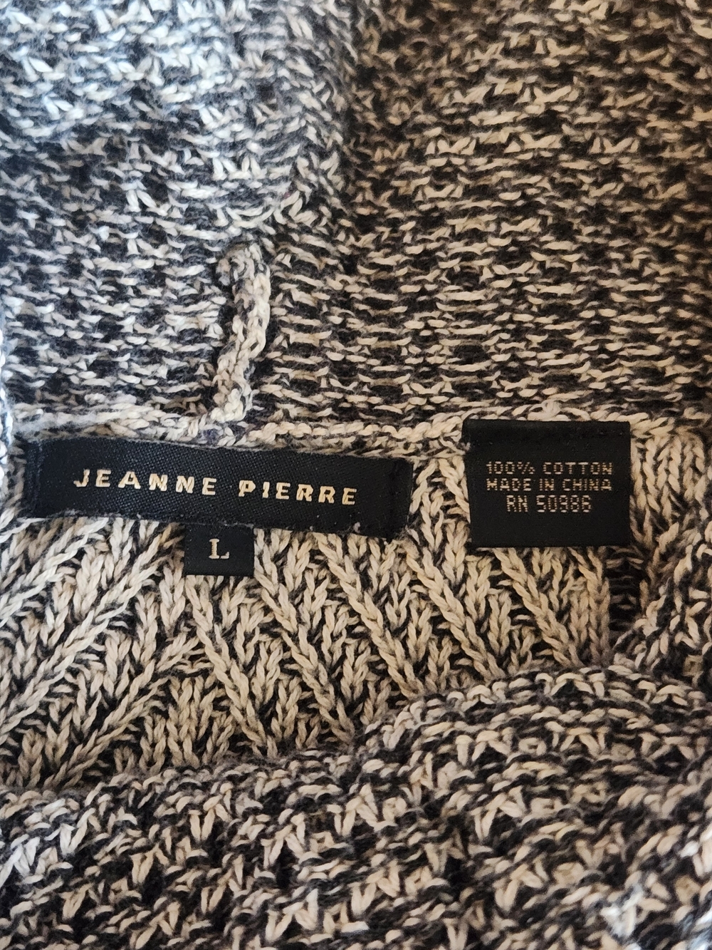 Jeanne Pierre Women’s Black & White Marled Cotton Sweater